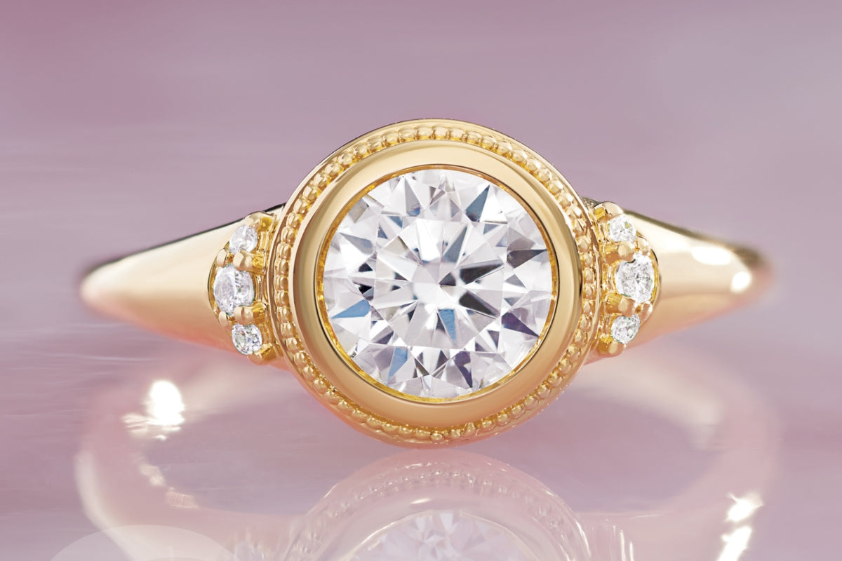 Bezel Set Lab-Grown Diamond Engagement Ring By Soha Diamond Co. in Madison, Wisconsin