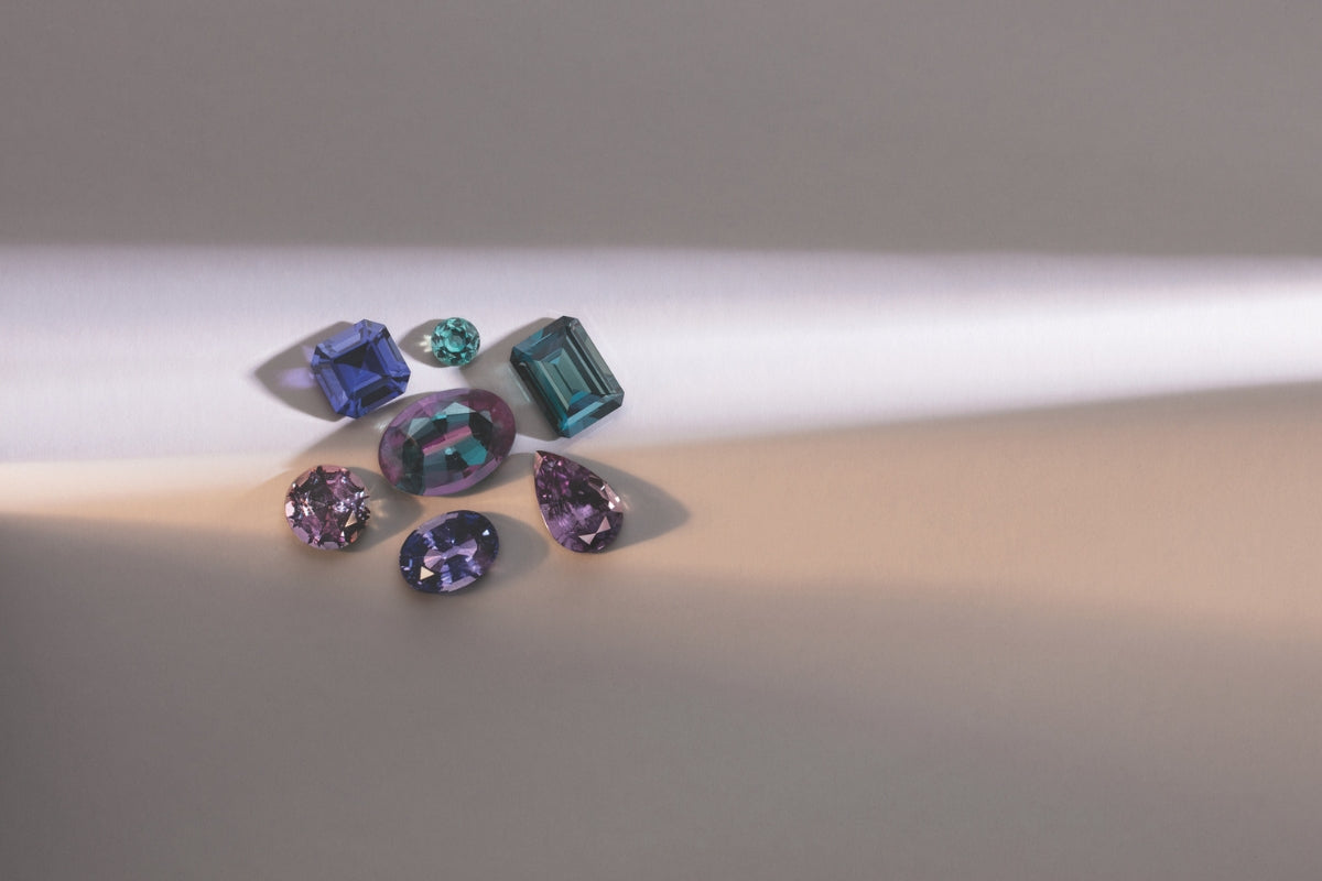 Soha Diamond Co. Alexandrite on Purple Background What Is Alexandrite? Discover the Magic of This Rare Color-Changing Gemstone Blog Post Jeweler in Madison, Wisconsin