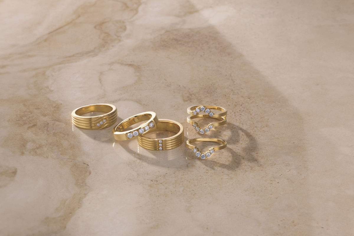 how to pair a wedding band with a low set engagement ring by blog post by Soha Diamond Co. Jewelry Store in Madison, WI