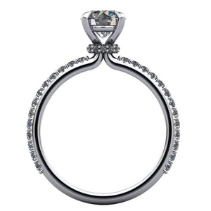 solitaire engagement ring with side stones and diamond collar 