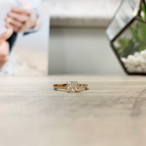 Rose Gold cathedral style engagement ring