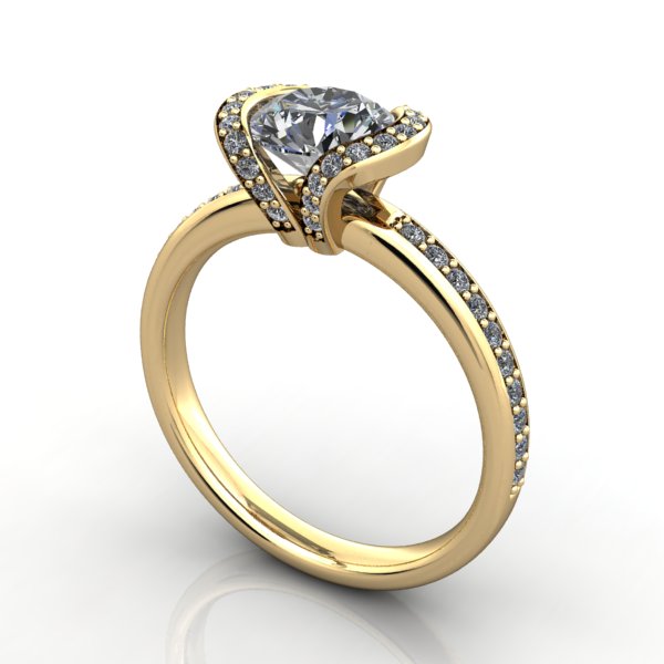 Odette Half-Bezel Halo Engagement Ring (setting only) Soha