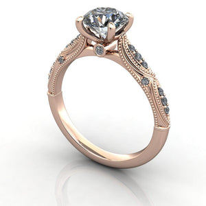 vintage inspired ring with milgrain details white gold