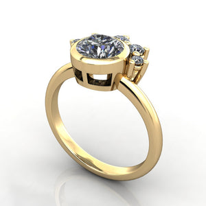 Half halo engagement ring bezel set yellow gold