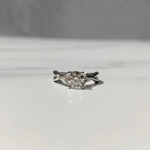 Greta engagement ring with .80 carat diamond in white gold
