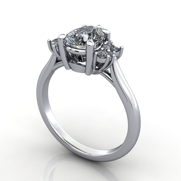 Zoe Asymmetric Cluster Solitaire Engagement Ring (setting only)