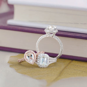 Pear halo engagement ring white gold