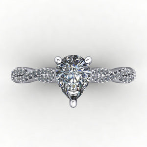 Infinity inspired solitaire engagement ring soha diamond co. pear cut