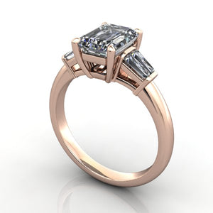 Linden Three-Stone Baguette Engagement Ring (Setting Only)