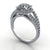 Split shank halo engagement ring white metal