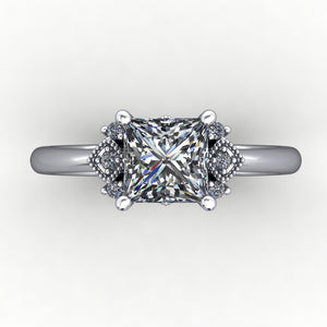 Lennox Art Deco Solitaire Engagement Ring (setting only)