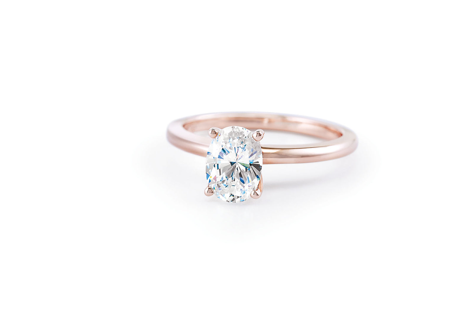 Rose Gold oval diamond solitaire engagement ring