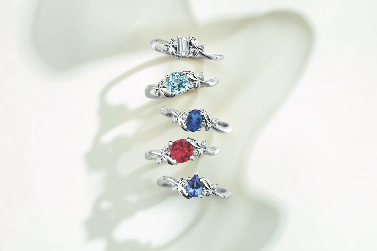 Lab-Grown Diamond & Colored Gemstone Engagement Rings on White Background 14k vs. 18k yellow gold blog post by Soha Diamond Co. Engagement Rings in Madison, Wisconsin