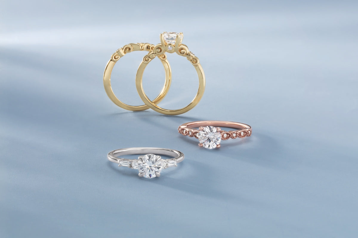 Soha Diamond Co. Vintage Inspired Engagement Rings on blue background Discovering the Allure of Old Mine Cut Diamonds A Timeless Choice for Madison, Wisconsin Engagement Rings Jeweler in Madison, Wisconsin