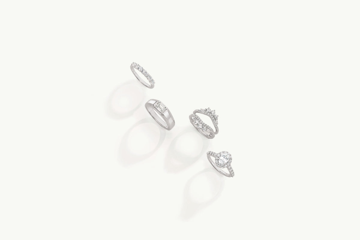 Soha Diamond Co. Engagement Rings and Wedding Bands on white background Trending Towards Forever Top Wedding Trends of 2025 in Madison, Wisconsin Blog Post