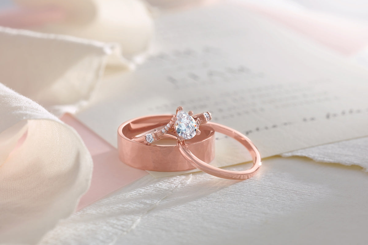 Rose Gold Engagement Ring and Wedding Band 