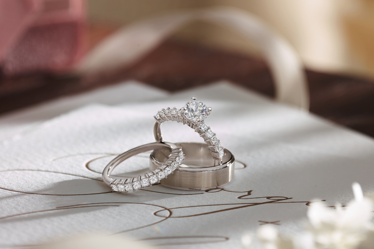 open band wedding band and engagement ring - Soha Diamond Co. Jewelry Store in Madison, Wisconsin 