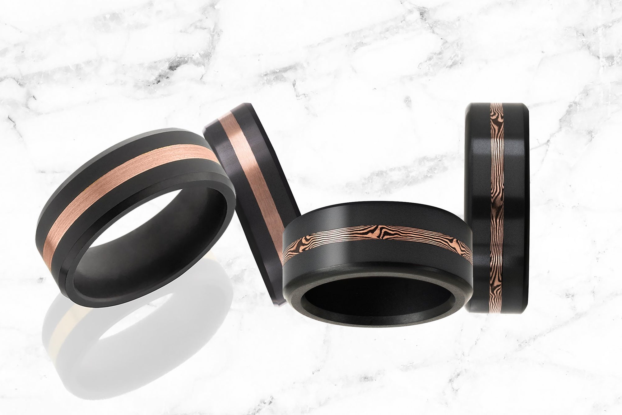 Elysium Black Diamond Wedding Bands Now Available With Rose Gold