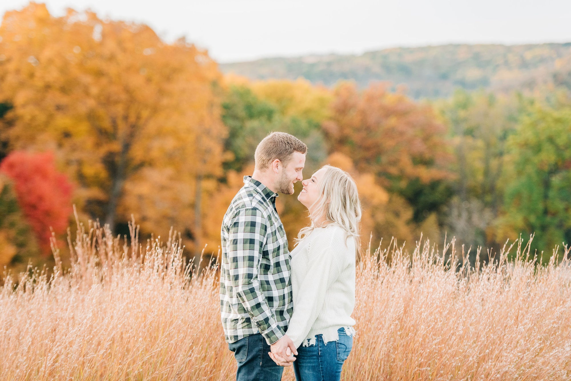 Fall engagement photos at pope farm conservancy
