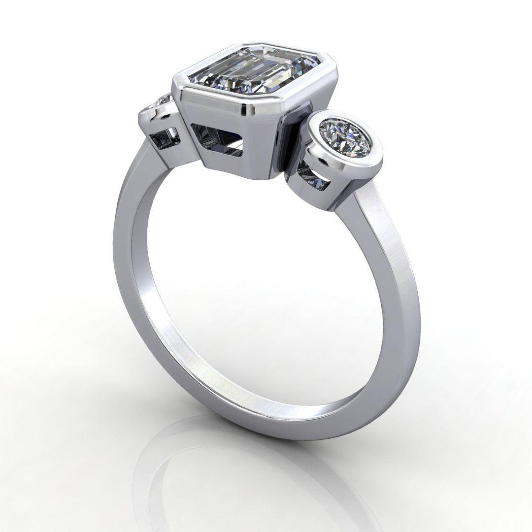 Maeve Bezel-Set Three-Stone Engagement Ring (Setting Only)