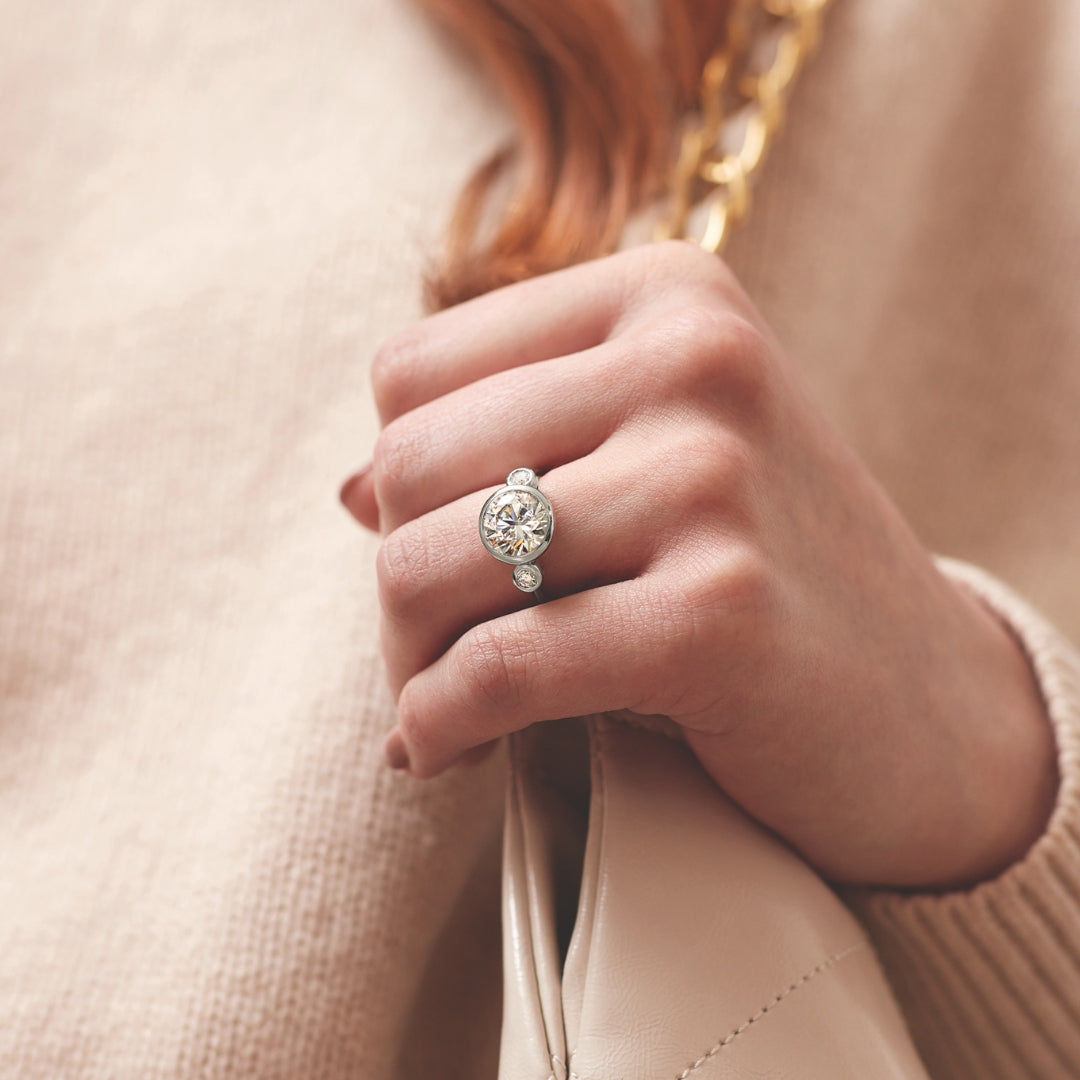 Maeve Bezel-Set Three-Stone Engagement Ring (Setting Only)