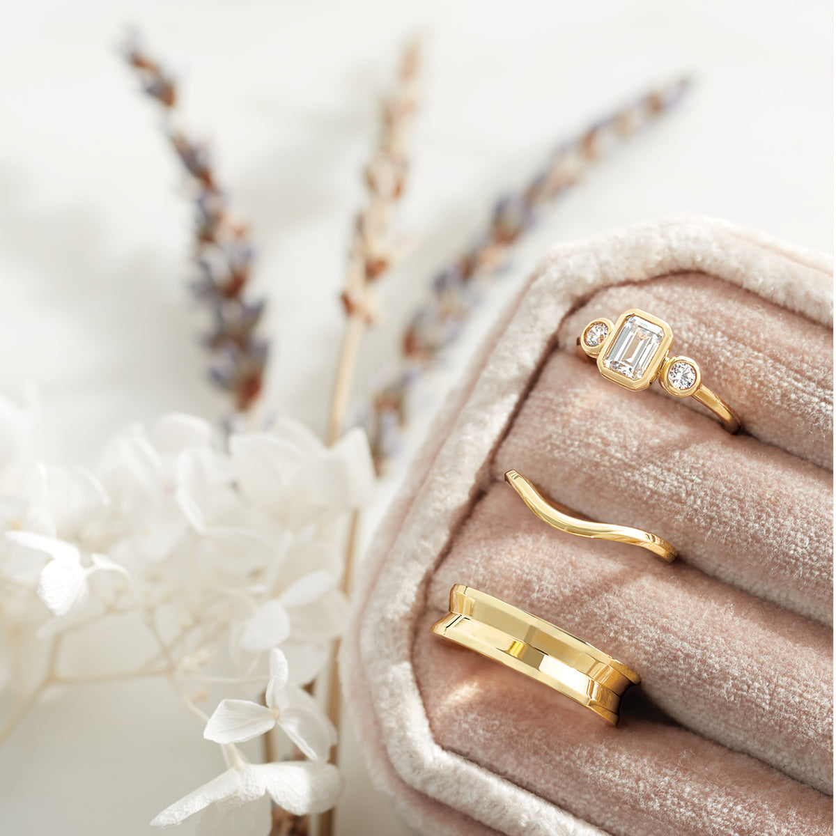 Maeve Bezel-Set Three-Stone Engagement Ring (Setting Only)