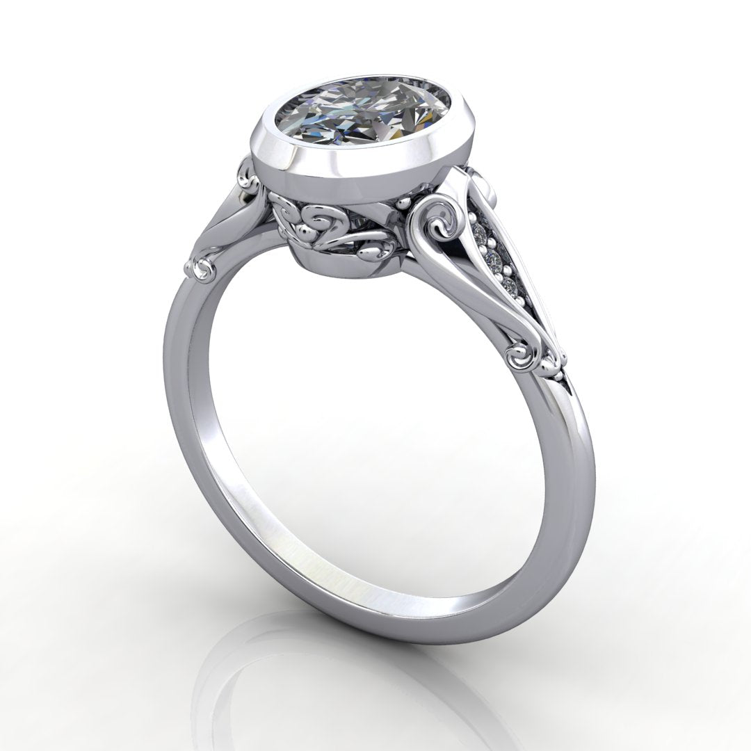 Fleur Vintage Bezel-Set Engagement Ring (setting only)