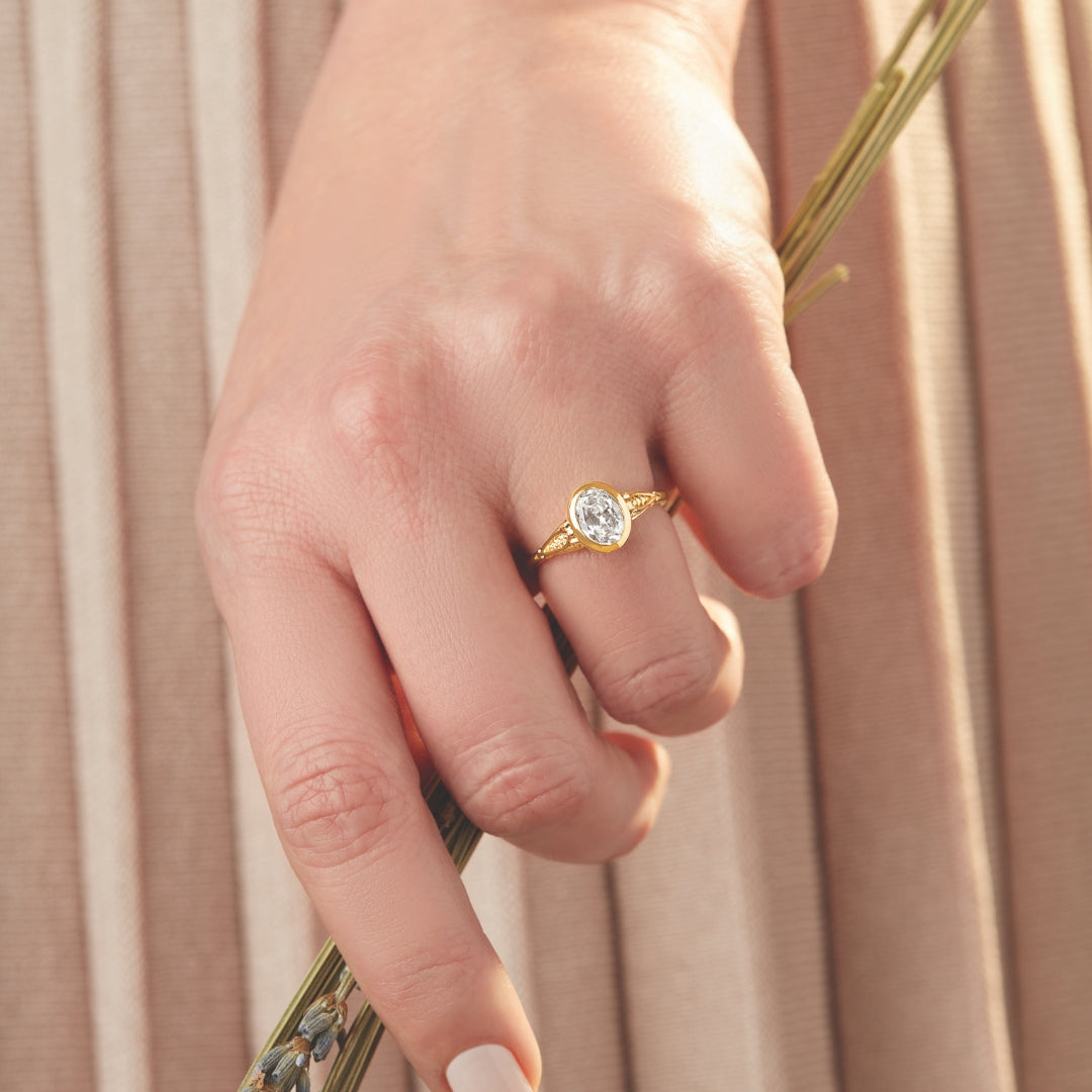 Fleur Vintage Bezel-Set Engagement Ring (setting only)