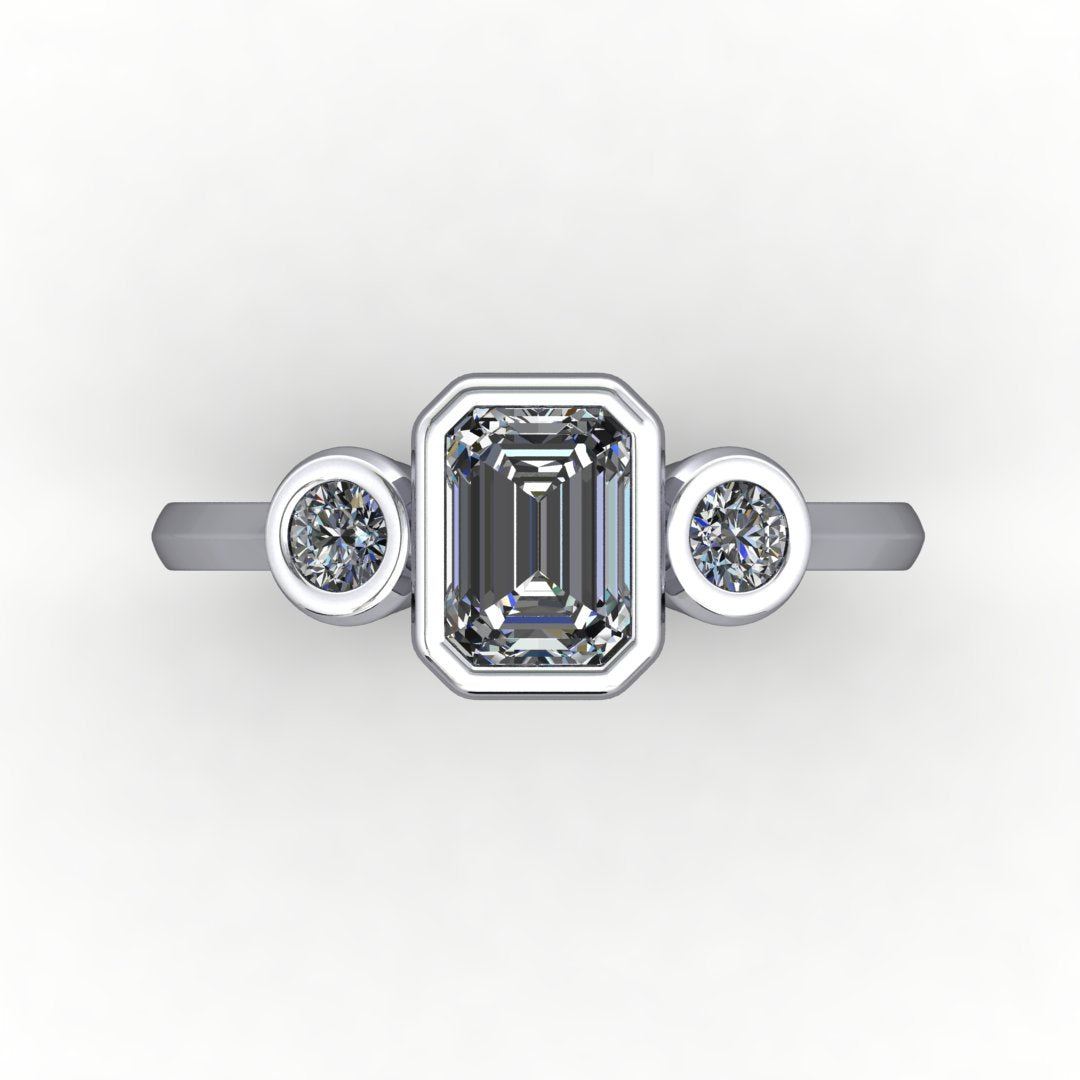 Maeve Bezel-Set Three-Stone Engagement Ring (Setting Only)