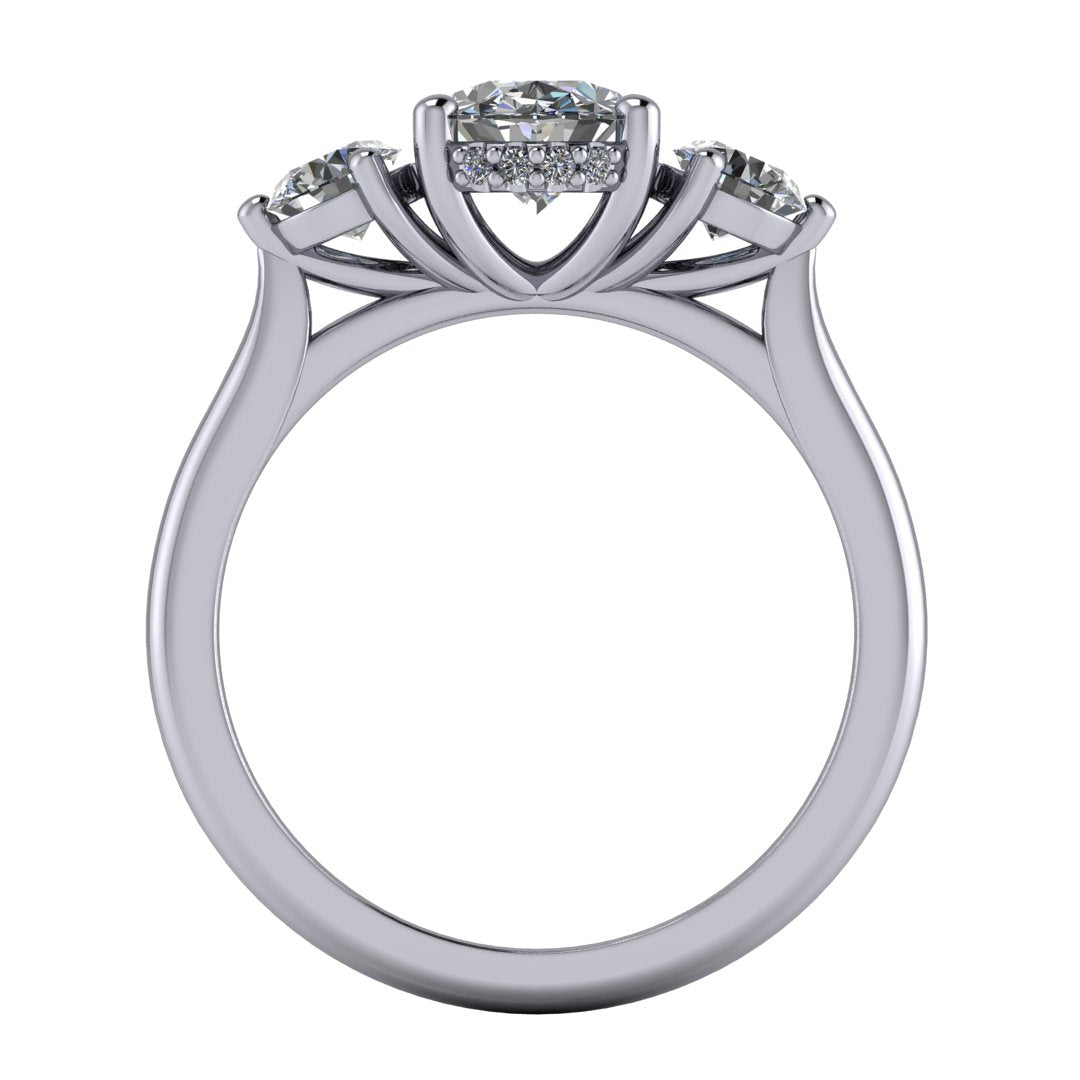 Camilla Three-Stone Hidden Halo Engagement Ring (Setting Only)
