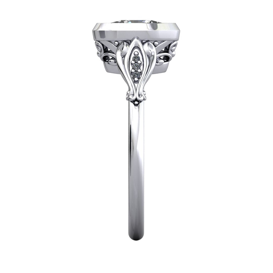 Fleur Vintage Bezel-Set Engagement Ring (setting only)