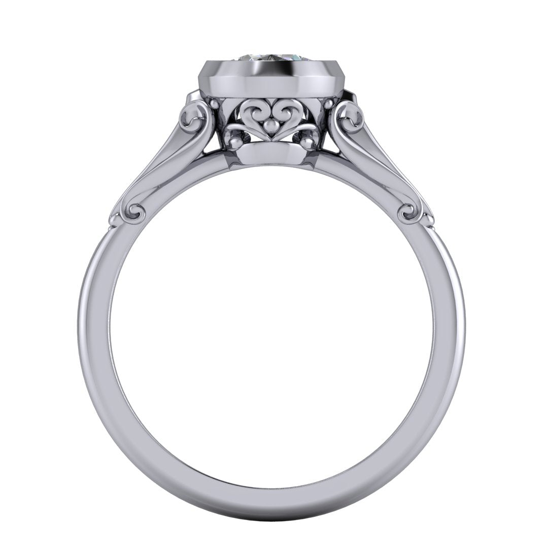 Fleur Vintage Bezel-Set Engagement Ring (setting only)