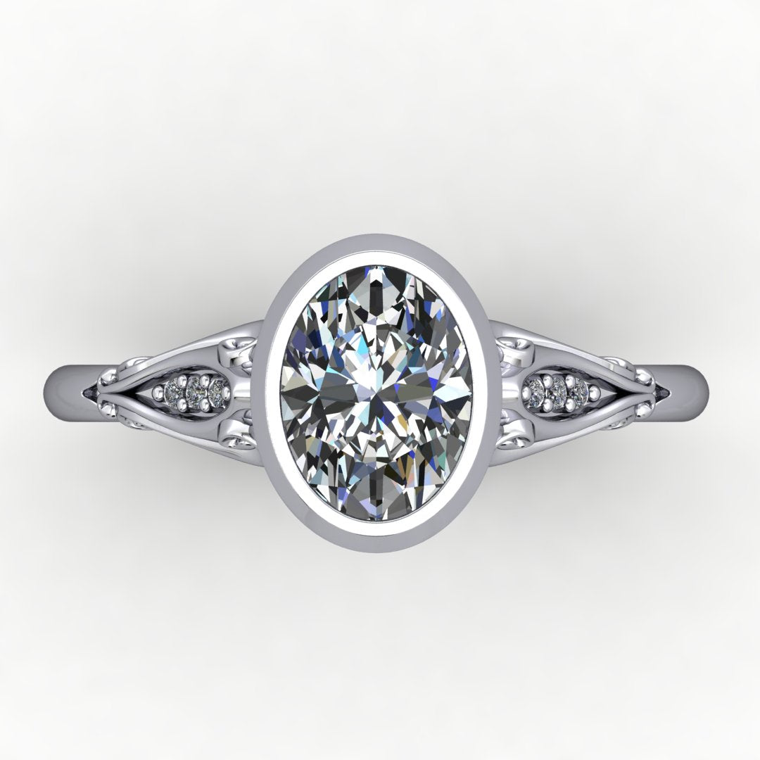 Fleur Vintage Bezel-Set Engagement Ring (setting only)