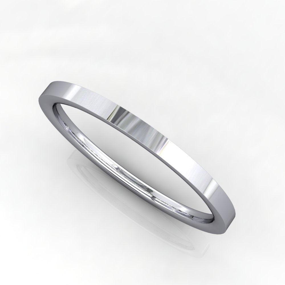 1.5mm comfort fit flat wedding band white gold platinum