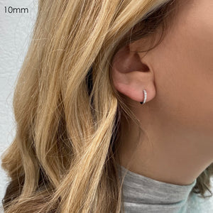 10 mm lab-grown diamond hoop earring  on ear