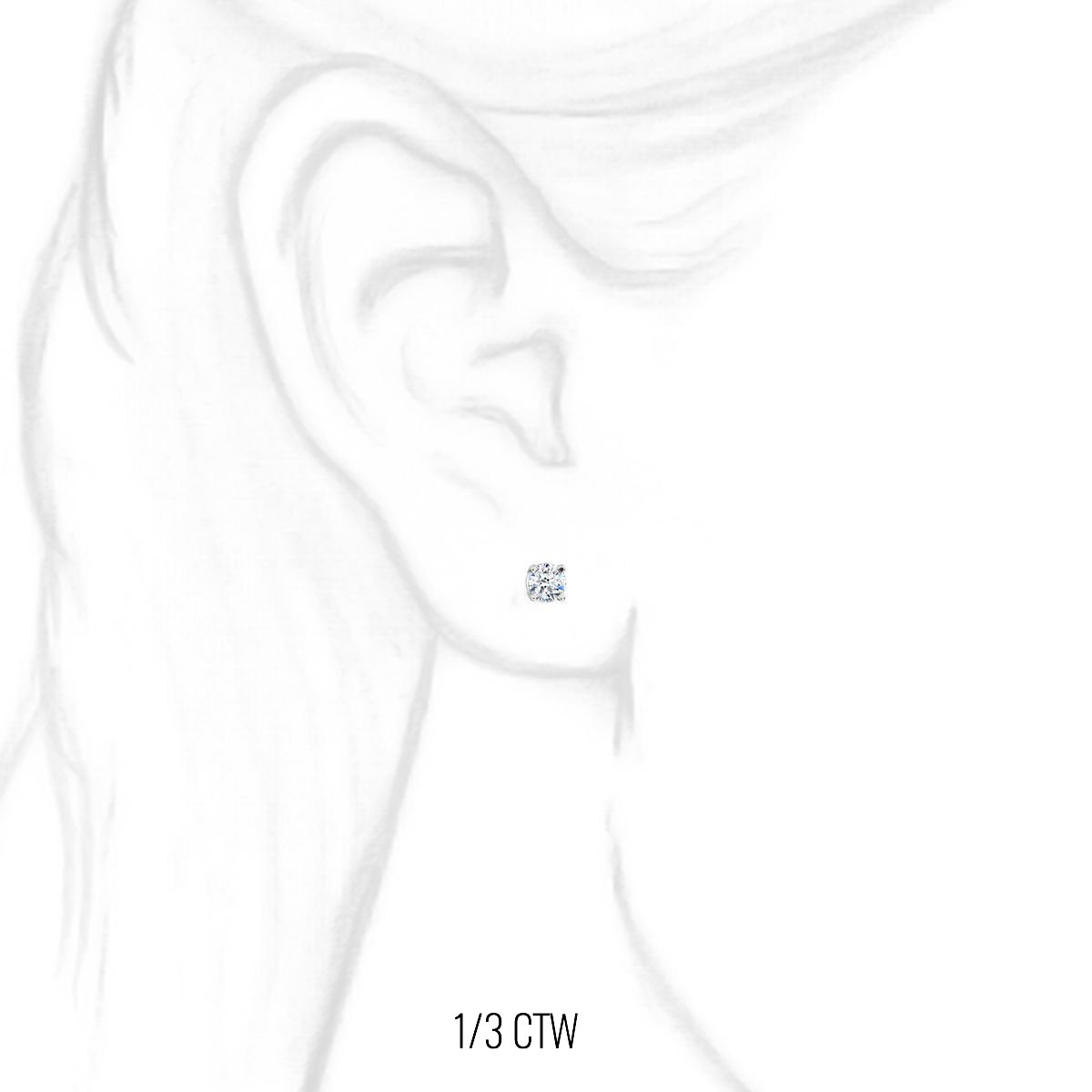 14k white gold 1/3 CTW lab-grown diamond 4-prong studs