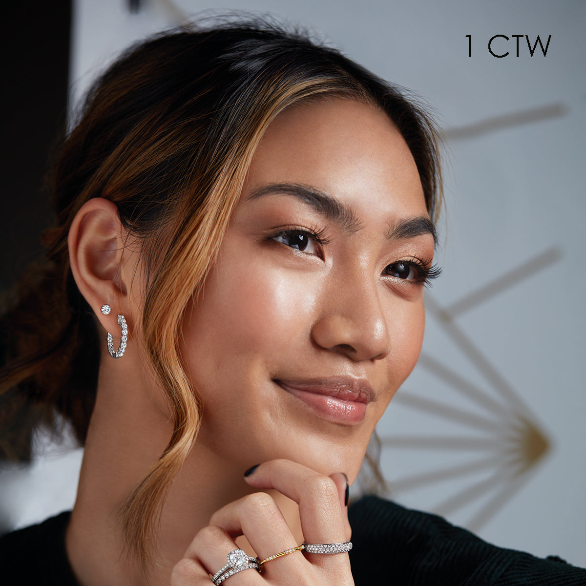 1 CTW lab grown diamond stud earrings