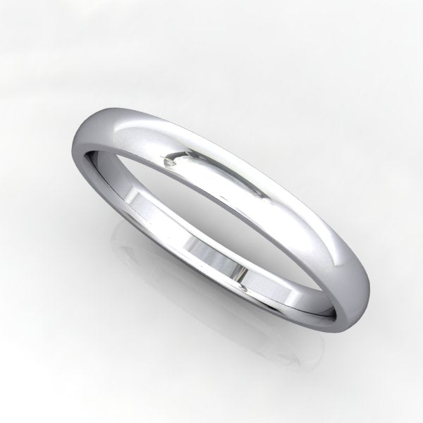 Comfort fit band 2.5mm white gold platinum