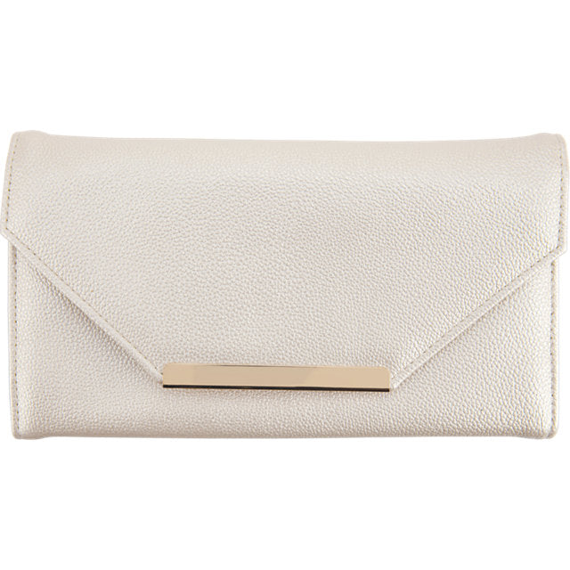 Champagne Leatherette Jewelry Travel Clutch