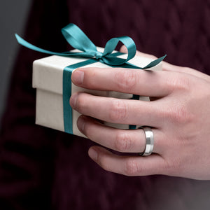 Knife Edge wedding band with satin finish