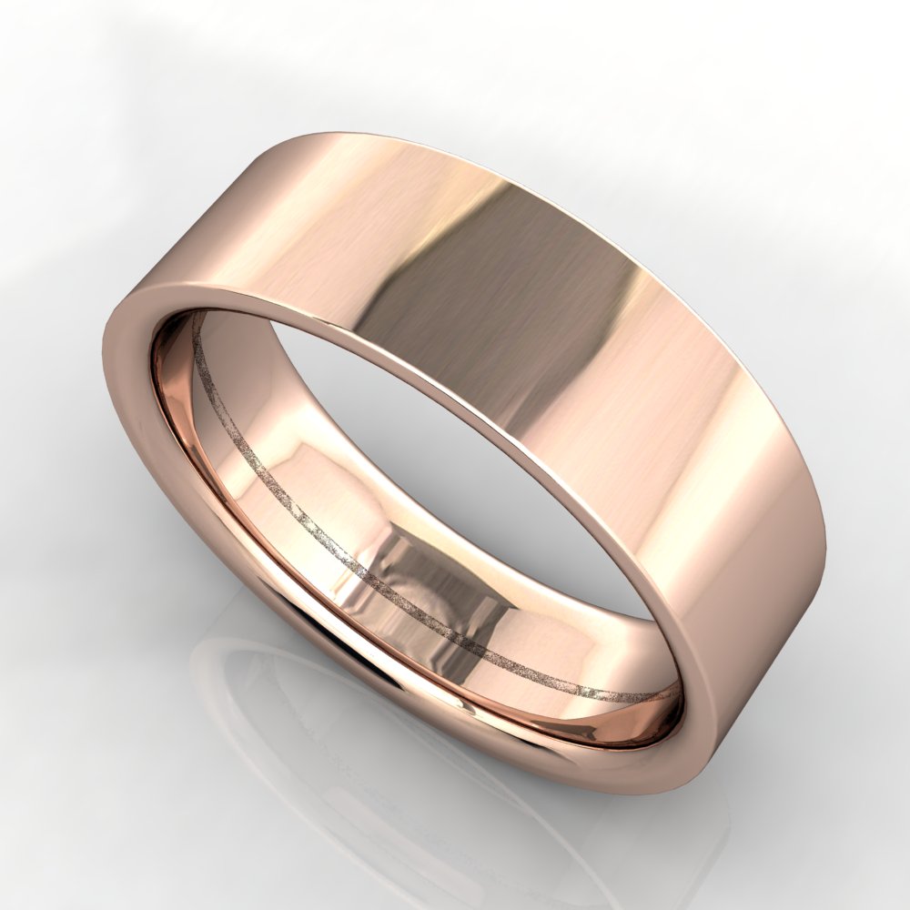 14K Rose Gold 6mm Beveled Comfort Fit Wedding Band-16229r14