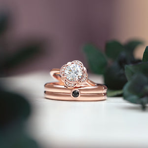 Floral inspired vintage rose gold halo engagement ring