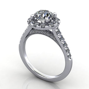 Accented french-set halo white gold