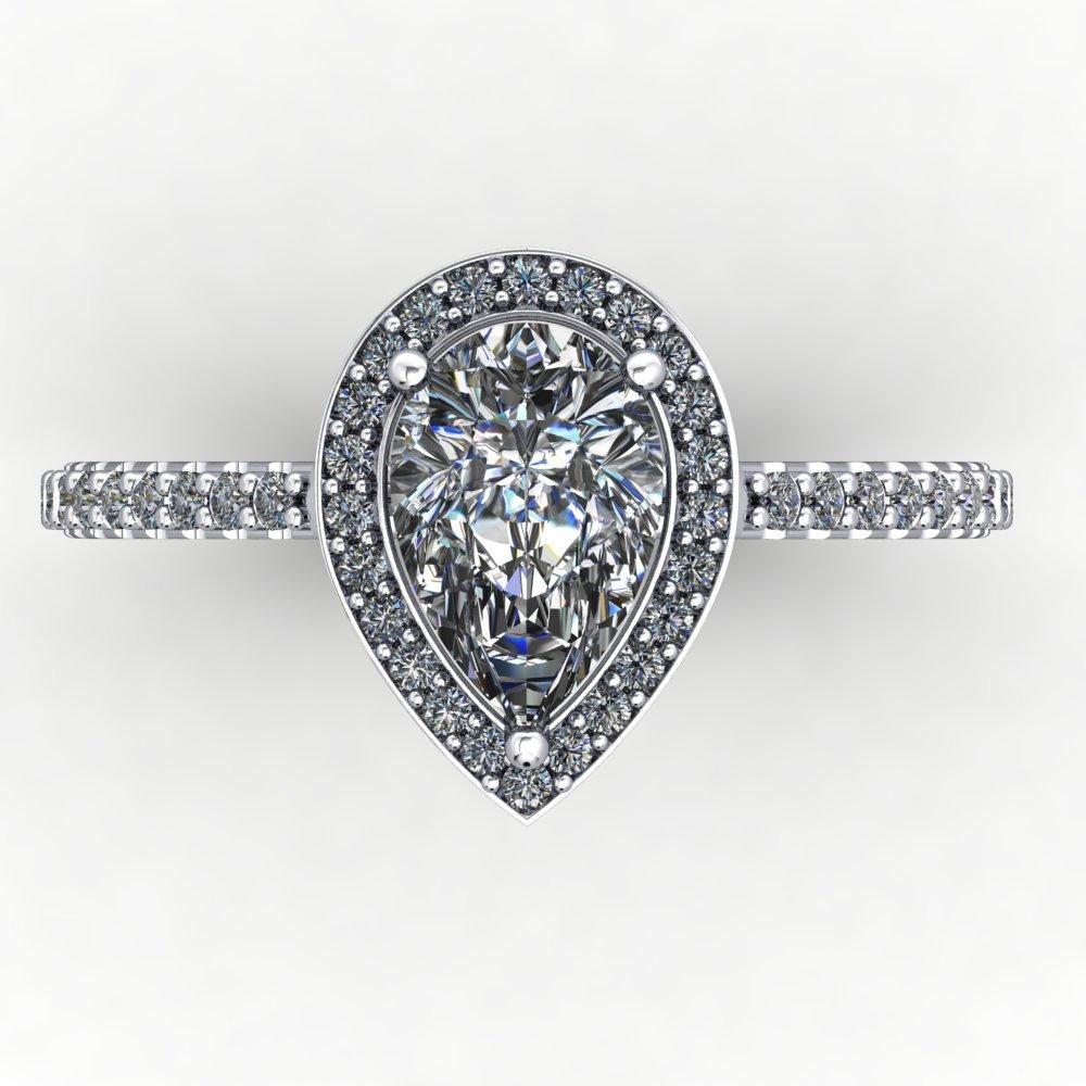 Halo engagement ring with side stones soha diamond co pear cut