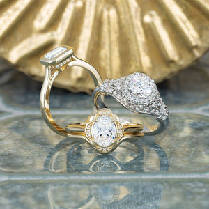 Art-deco inspired half-moon halo engagement ring soha diamond co.