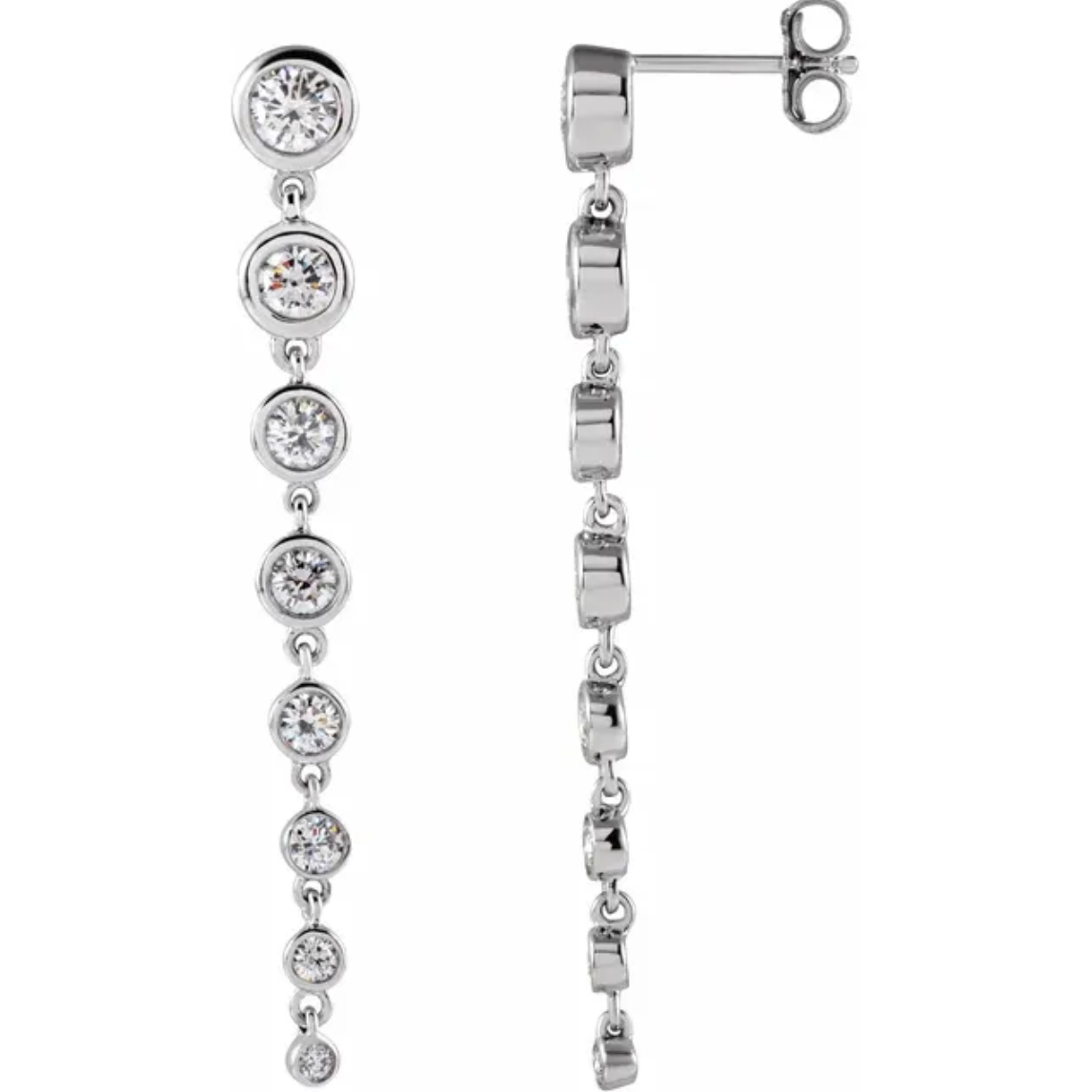 Lab-Grown Diamond Graduated Bezel-Set Drop Earrings