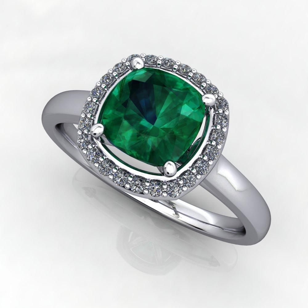 Cushion Cut halo gemstone engagement ring