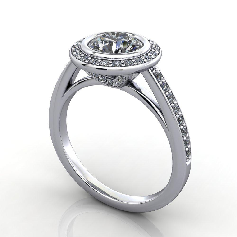bezel-set halo engagement ring soha diamond co.
