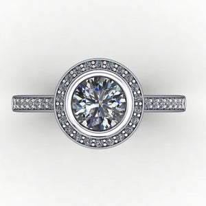 bezel-set halo engagement ring soha diamond co.