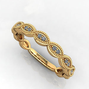vintage inspired ring with milgrain and scalloped details yellow gold